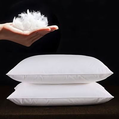 MAXQON Feather Bed Pillow Luxurious Comfort with Goose Feather and 100% Cotton Fabric, (White, Size 50x70 CM)