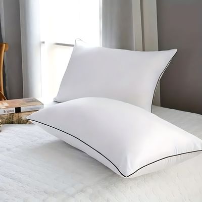 MAXQON Feather Bed Pillow Luxurious Comfort with Goose Feather and 100% Cotton Fabric, (White, Size 50x70 CM)