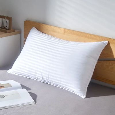 MAXQON Set of 2-Bed Pillow Striped White Hotel Standard Extra Soft Microfiber Anti Allergic&Anti-bacterial,  Size(50x70CM)