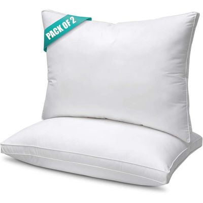 MAXQON Set of 2-Bed Pillow Double Piping Hotel Standard Extra Soft Microfiber Anti Allergic&Anti-bacterial,  Size(50x70CM)