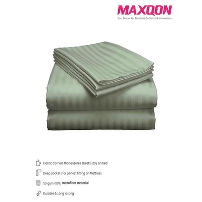 MAXQON Fitted Bed Sheet +1Pcs Pillow Covers, Single Size 90x190+15cm, Color Grey