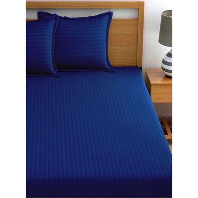 MAXQON Fitted Bed Sheet +1Pcs Pillow Covers, Single Size 90x190+15cm, Color Blue