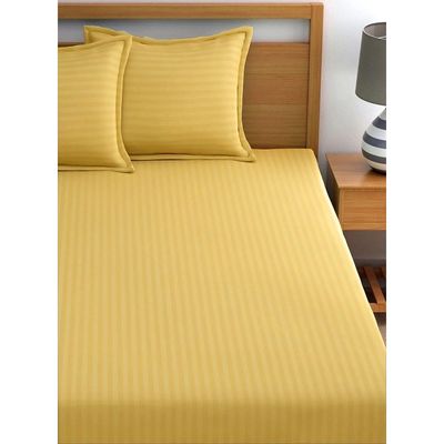 MAXQON Fitted Bed Sheet +1Pcs Pillow Covers, Single Size 90x190+15cm, Color Gold