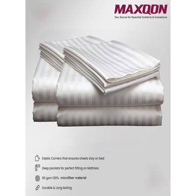 MAXQON Fitted Bed Sheet +1Pcs Pillow Covers, Single Size 90x190+15cm, Color White