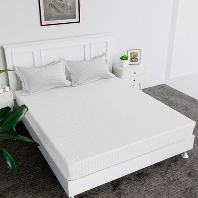 MAXQON Fitted Bed Sheet +1Pcs Pillow Covers, Single Size 90x190+15cm, Color White