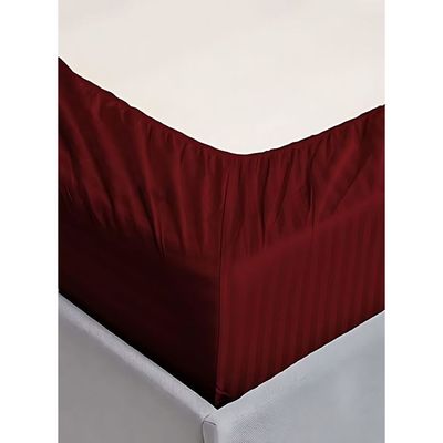 MAXQON Fitted Bed Sheet +1Pcs Pillow Covers, Single Size 90x190+15cm, Color Maroon