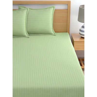 MAXQON Fitted Bed Sheet +1Pcs Pillow Covers, Single Size 90x190+15cm, Color Green