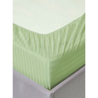 MAXQON Fitted Bed Sheet +1Pcs Pillow Covers, Single Size 90x190+15cm, Color Green