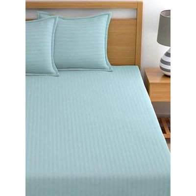 MAXQON Fitted Bed Sheet +1Pcs Pillow Covers, Single Size 90x190+15cm, Color Sky blue