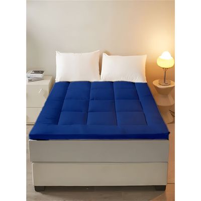 MAXQON Mattress Topper 6CM Thickness  Quilted Microfiber 600gsm, Color Blue, Single Size 100x200cm