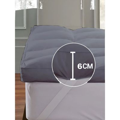 MAXQON Mattress Topper 6CM Thickness  Quilted Microfiber 600gsm, Color Grey, Single Size 100x200cm