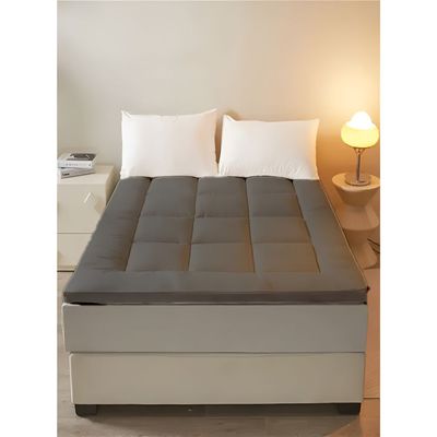 MAXQON Mattress Topper 6CM Thickness  Quilted Microfiber 600gsm, Color Grey, Single Size 100x200cm