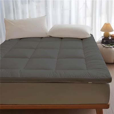 MAXQON Mattress Topper 6CM Thickness  Quilted Microfiber 600gsm, Color Grey, Single Size 100x200cm