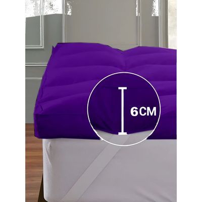 MAXQON Mattress Topper 6CM Thickness  Quilted Microfiber 600gsm, Color Purple, Single Size 100x200cm