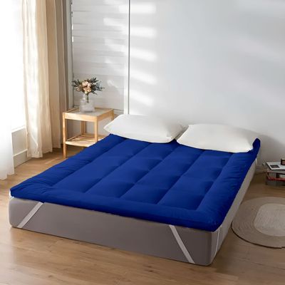 MAXQON Mattress Topper 10CM Thickness Quilted Microfiber 900gsm, Color Blue, Single Size 100x200cm