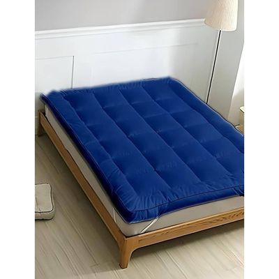 MAXQON Mattress Topper 10CM Thickness Quilted Microfiber 900gsm, Color Blue, Single Size 100x200cm