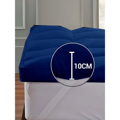 MAXQON Mattress Topper 10CM Thickness Quilted Microfiber 900gsm, Color Blue, Single Size 100x200cm