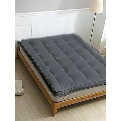 MAXQON Mattress Topper 10CM Thickness Quilted Microfiber 900gsm, Color Grey, Twin Size 120x200cm