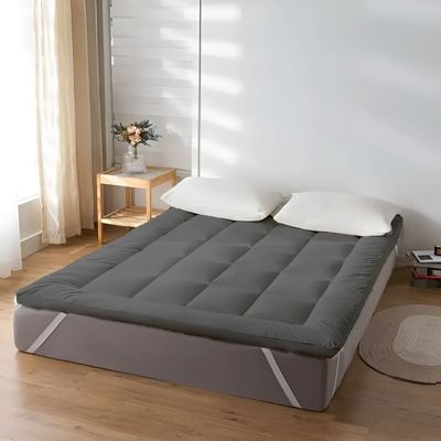 MAXQON Mattress Topper 10CM Thickness Quilted Microfiber 900gsm, Color Grey, Twin Size 120x200cm