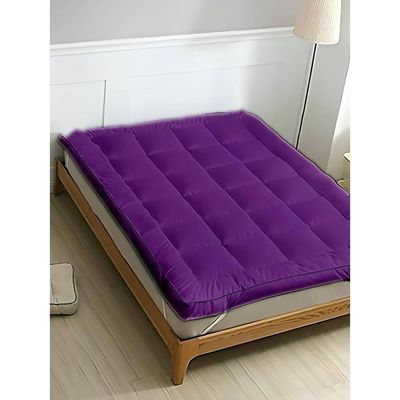 MAXQON Mattress Topper 10CM Thickness Quilted Microfiber 900gsm, Color Purple, Single Size 100x200cm