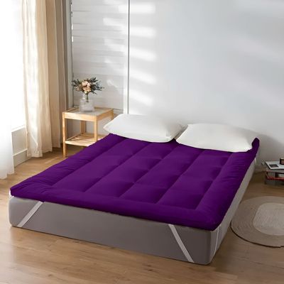 MAXQON Mattress Topper 10CM Thickness Quilted Microfiber 900gsm, Color Purple, Single Size 100x200cm