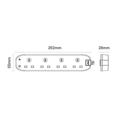 Masterplug SRG4210N Four Socket 2 Meter Power Surge Protected Extension Lead