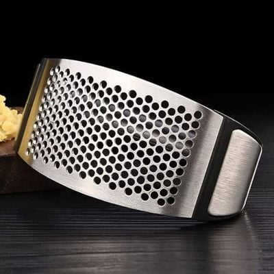 Stainless Steel Hand Garlic Crusher With Curved Handle