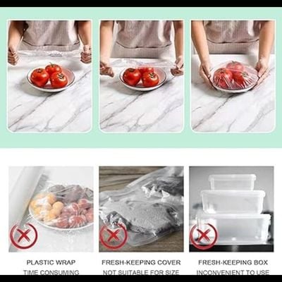 Stretchable And Disposable Plastic Food Wrap And Container Lids (Pack of 100)