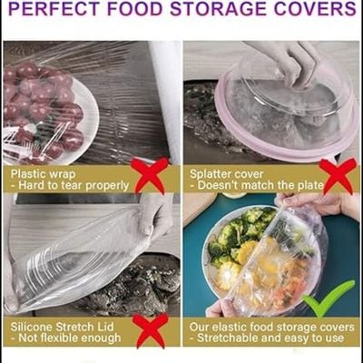 Stretchable And Disposable Plastic Food Wrap And Container Lids (Pack of 100)