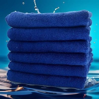 Mirfa 6 Pieces Hand Towel Set - 100% Cotton Premium Quality - Highly Absorbent - Dark Blue - Made In Pakistan