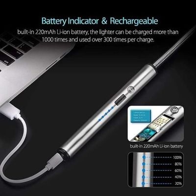 Mirfa 360 Degrees Rechargeable Candle Lighter - Silver
