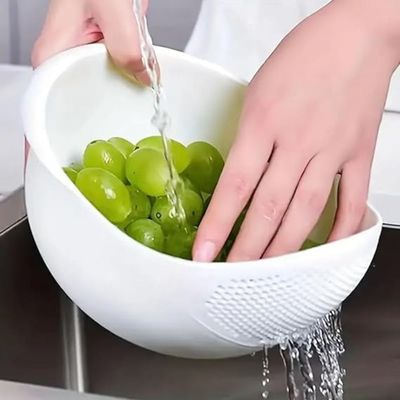 وعاء مصفاة وغربال لغسل الأرز متعدد الوظائف