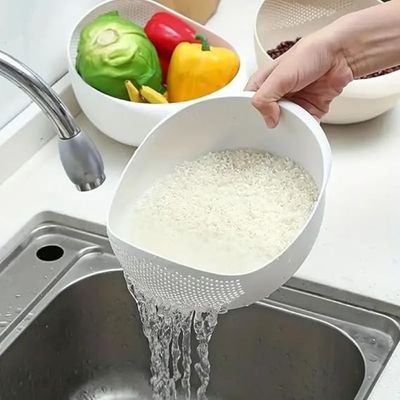 وعاء مصفاة وغربال لغسل الأرز متعدد الوظائف