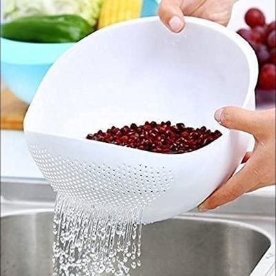 وعاء مصفاة وغربال لغسل الأرز متعدد الوظائف