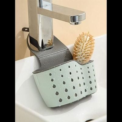 Kitchen Sink Shelf Organizer - Sink Caddy Soap And Sponge Holder Drying Rack (Green)