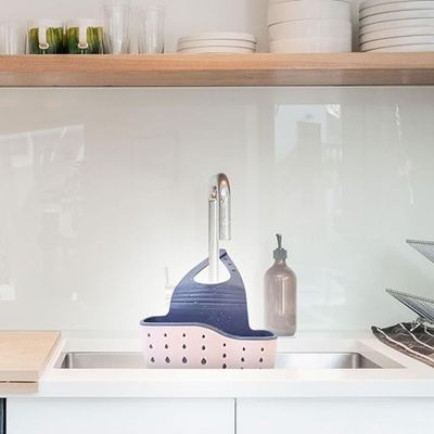 Kitchen Sink Shelf Organizer - Sink Caddy Soap And Sponge Holder Drying Rack (Pink)