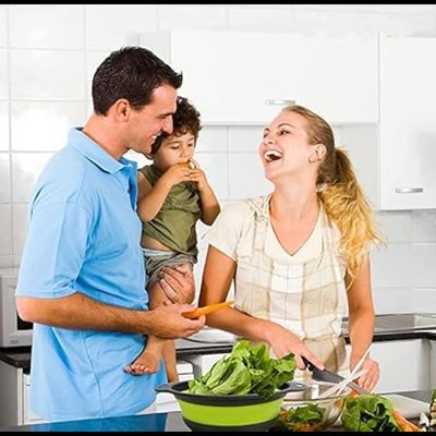 Mirfa Food-Grade Silicone Round Collapsible Colander Kitchen Strainer (2Pcs - Green)