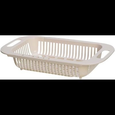 Extendable Kitchen Sink Colander Strainer Basket (White)