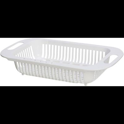 Extendable Kitchen Sink Colander Strainer Basket (White)