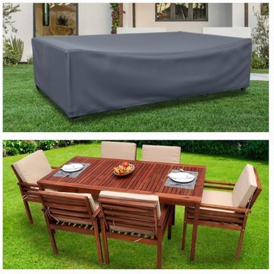 6 Seater Outdoor Dining Set Universal Protection Cover L220xW150xH90cm - Grey