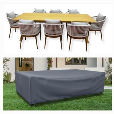 Aluwino 8-Seater Outdoor Dining Set Protection cover L330xW180xH80cm - Grey 