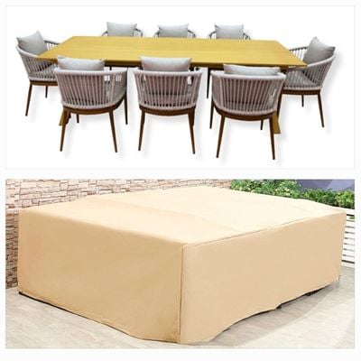 Aluwino 8-Seater Outdoor Dining Set Protection cover L330xW180xH80cm - Beige