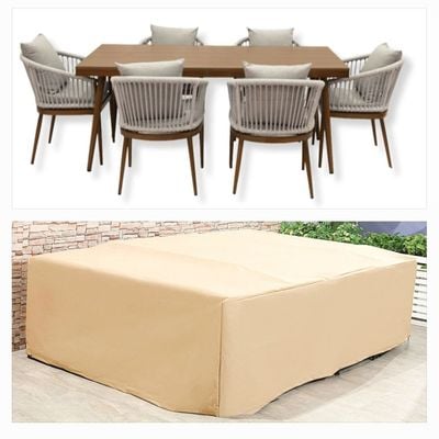 6-Seater Anna Outdoor Dining Set Protection Cover - L270xW170xH80cm - Beige