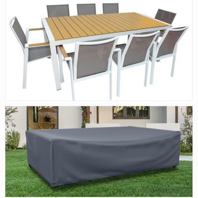 8-Seater Aluwhite Outdoor Dining Set Protection Cover - L240xW150xH90cm - Grey