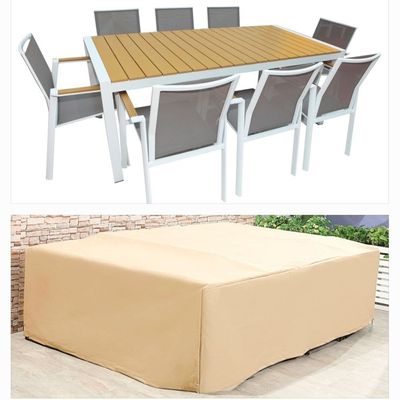 8-Seater Aluwhite Outdoor Dining Set Protection Cover - L240xW150xH90cm - Beige