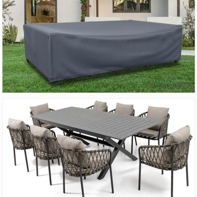 8-Seater Fillia Outdoor Dining Set Proetction Cover - L330xW180xH80cm - Grey