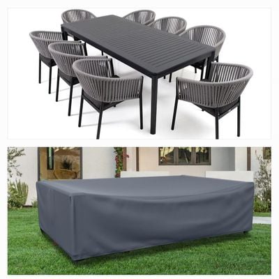 8-10 Seater MENA DINING SET Protection Cover - L400xW220xH85cm - Grey