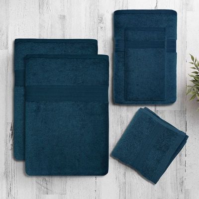 Extra Large Bath Towels Set (Pack of 6) 2 Bath Sheet 90x180cm, 1 Bath Towel 70x140cm, 1 Hand Towel 40x70cm, 2 Face Towel 30x30cm, Navy Blue - 550 GSM 100% Cotton Soft Bathroom Towels, Quick Drying, Highly Absorbent, Perfect for Hotels, Spas and Homes Extra Large Bath Towels Set (Pack of 6) 2 Bath Sheet 90x180cm, 1 Bath Towel 70x140cm, 1 Hand Towel 40x70cm, 2 Face Towel 30x30cm, Navy Blue - 550 GSM 100% Cotton Soft Bathroom Towels, Quick Drying, Highly Absorbent, Perfect for Hotels, Spas and Homes