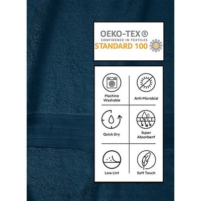 Ideal Home 100% Cotton 7 pc Bath Sheet Set Teal Blue