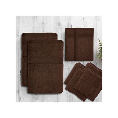Ideal Home 100% Cotton 8 pc Bath Sheet Set Dark Brown